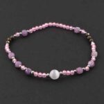 Heart of Light - bracelet with Lepidolite, Selenite, Pyrite and pink cubic zirconia beads - Image 2