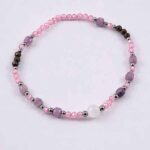 Heart of Light - bracelet with Lepidolite, Selenite, Pyrite and pink cubic zirconia beads - Image 4