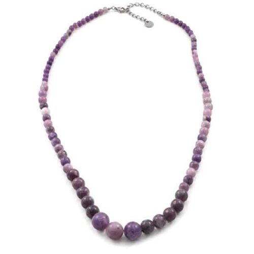 Purple Silence - necklace with natural Lepidolite, graduated 4–10 mm beads - Image 8