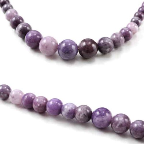 Purple Silence - necklace with natural Lepidolite, graduated 4–10 mm beads - Image 3