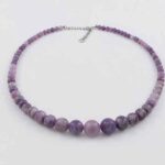Purple Silence - necklace with natural Lepidolite, graduated 4–10 mm beads - Image 7