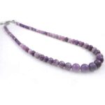 Purple Silence - necklace with natural Lepidolite, graduated 4–10 mm beads