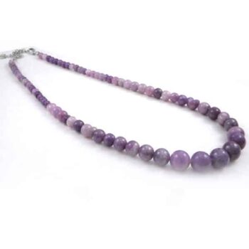 Purple Silence - necklace with natural Lepidolite, graduated 4–10 mm beads