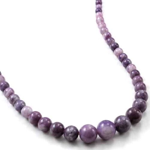 Purple Silence - necklace with natural Lepidolite, graduated 4–10 mm beads - Image 4