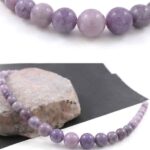 Purple Silence - necklace with natural Lepidolite, graduated 4–10 mm beads - Image 5