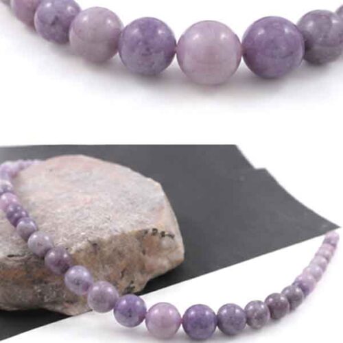 Purple Silence - necklace with natural Lepidolite, graduated 4–10 mm beads - Image 5