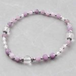 Silent Clarity – Bracelet with Lepidolite, Clear Quartz, White Cubic Zirconia and Hematite - Image 6