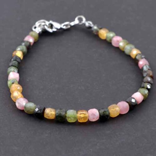 Spectrum - luxury bracelet with multicolor Tourmaline, faceted cubes - Image 6