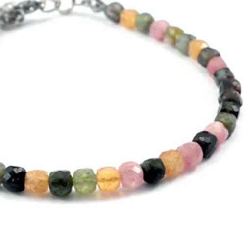 Spectrum - luxury bracelet with multicolor Tourmaline, faceted cubes - Image 2
