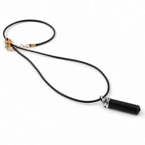Natural Black Tourmaline Pendant - faceted crystal point - Image 4