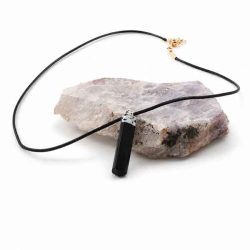Natural Black Tourmaline Pendant - faceted crystal point - Image 3