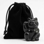 Maneki Neko - Feng Shui Lucky Cat Made of Black Obsidian, 5 cm - Image 2