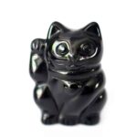 Maneki Neko - Feng Shui Lucky Cat Made of Black Obsidian, 5 cm