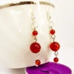Hebe, handmade natural stone earrings, Carnelian - Image 3