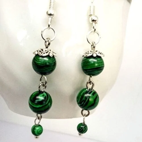 obeci-unona-11777002 (4) Juno Earrings, Handmade Earrings, Natural Stone, Malachite - Image 1