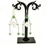 Smile, Earrings, Aventurine 6 mm, Chain and Rhombus with Crystal