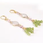 Spring Fairy, Earrings, Peridot, Cherry Quartz, Chips, Crystal - Image 4