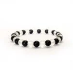 Insight, Handmade Bracelet, Onyx and Clear Quartz, 6 mm - Image 3