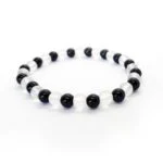 Insight, Handmade Bracelet, Onyx and Clear Quartz, 6 mm