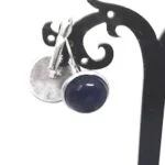 Earrings, French hook, natural stone, cabochon, 16 mm. - Image 13