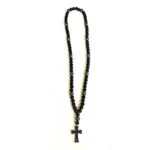 Victor, Men's Necklace, Hematite Cross, Matte Onyx and 12 mm Hematite Beads - Image 2