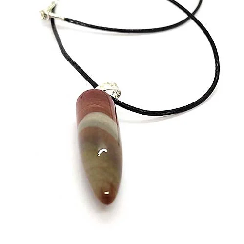 ahat-kafiav-patronche-500-500-23 Brown Banded Agate, Medallion, Cartridge-Shaped Pendant - Image 1