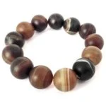 Striped Brown Agate, Handmade Bracelet, Large 14 mm Beads - Image 3