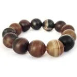 Striped Brown Agate, Handmade Bracelet, Large 14 mm Beads - Image 4