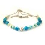 Blue Mystery, designer set - bracelet, earrings and necklace - Agate and Amazonite - Image 3