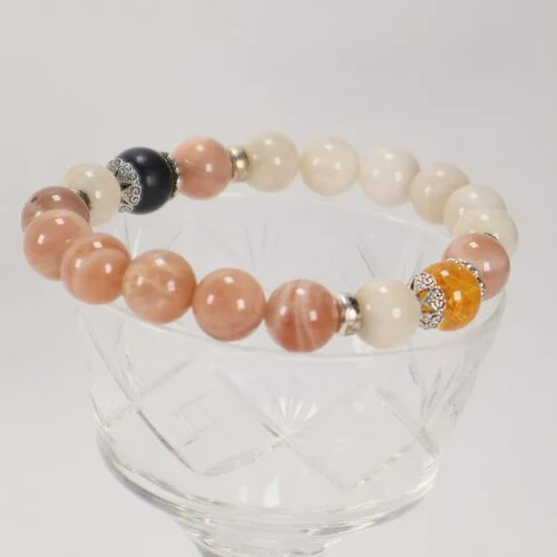 Sun and Moon, bracelet with Moonstone and Sunstone, Shungite and Citrine - Image 3