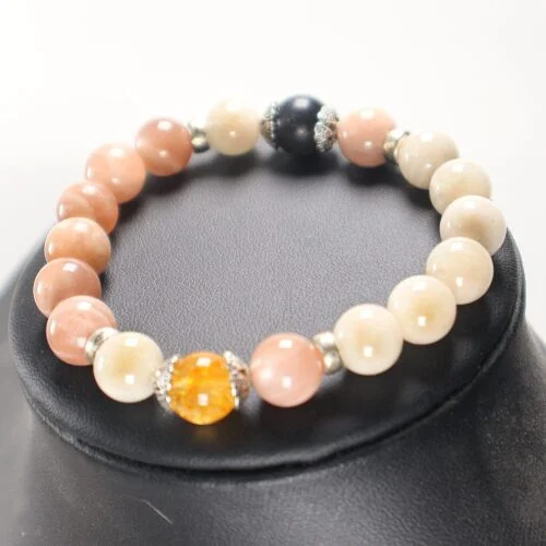 Sun and Moon, bracelet with Moonstone and Sunstone, Shungite and Citrine - Image 9