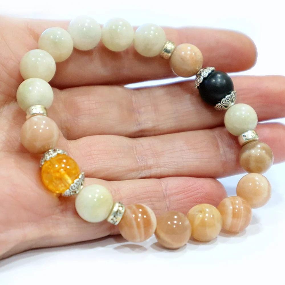 grivna-slunce-iluna12 Sun and Moon, bracelet with Moonstone and Sunstone, Shungite and Citrine - Image 1