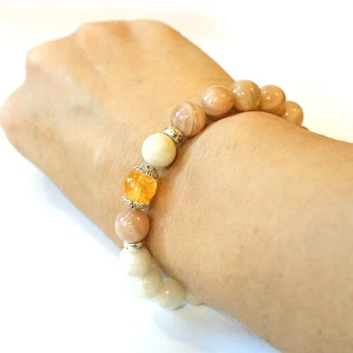Sun and Moon, bracelet with Moonstone and Sunstone, Shungite and Citrine - Image 4