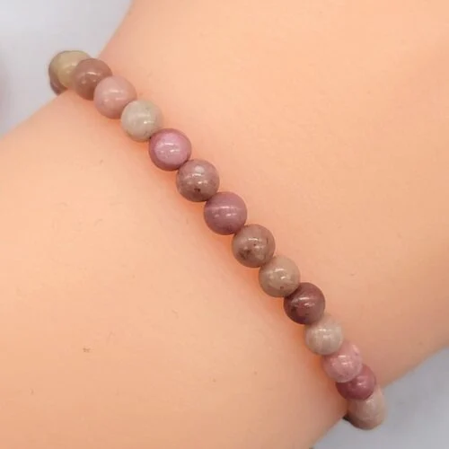 Pink Rhodonite, natural stone bracelet, various bead sizes - Image 2