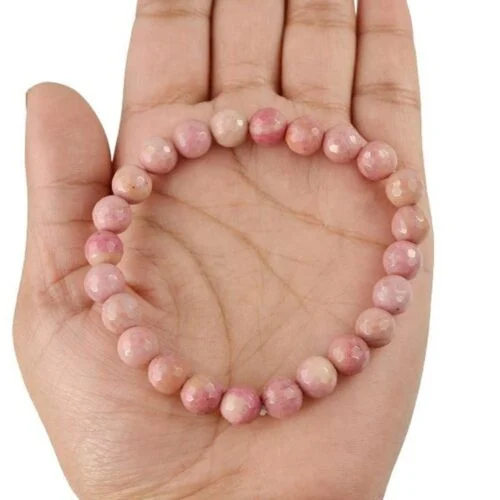 Pink Rhodonite, natural stone bracelet, various bead sizes - Image 5