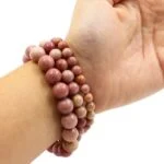 Pink Rhodonite, natural stone bracelet, various bead sizes