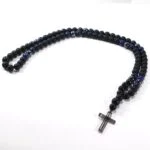 Centaur, Men's Necklace, Matte Onyx, Lapis Lazuli, Hematite, Steel Cross - Image 10