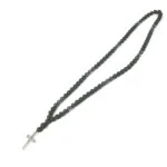 Centaur, Men's Necklace, Matte Onyx, Lapis Lazuli, Hematite, Steel Cross - Image 5