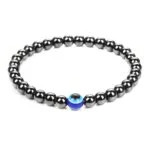 Blue Eye and Onyx Bracelet, 6 mm Beads - Image 5