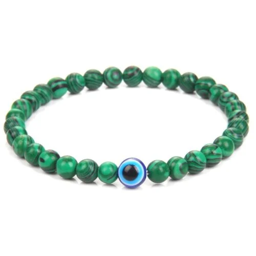 Blue Eye and Onyx Bracelet, 6 mm Beads - Image 7