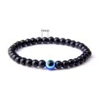 Blue Eye and Onyx Bracelet, 6 mm Beads