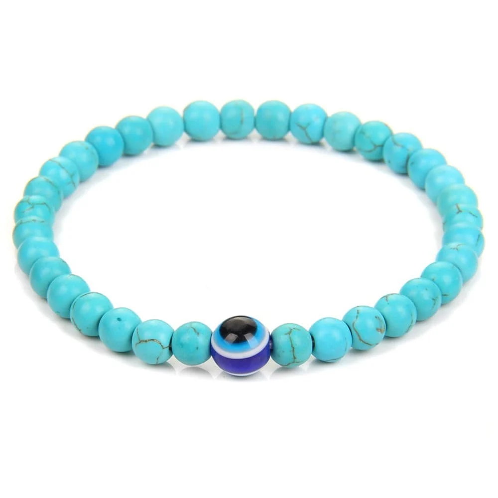 sinio-oko-6-mm-turkoaz Blue Eye and Synthetic Turquoise Bracelet, 6 mm Beads - Image 1