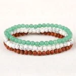 Self-Love, set of three bracelets, Howlite, Aventurine - Goldstone and Green - Image 2