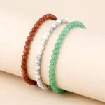 Self-Love, set of three bracelets, Howlite, Aventurine - Goldstone and Green - Image 4