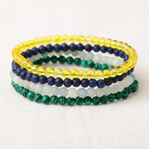 Growth and Success, Set of Four Bracelets, Malachite, Lapis Lazuli, Citrine and Amazonite - Image 4