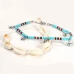 Set of anklets - shells and Turquoise discs - Image 2
